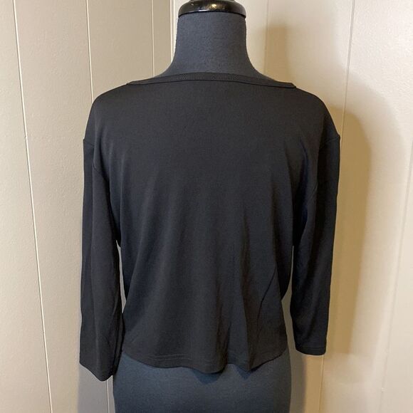 Express 3/4 Cropped Cardigan Button Down Top V Neck - Picture 4 of 5